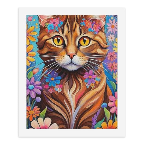 Malen nach Zahlen, bunte Katze umgeben von Blumen. 4-teiliges digitales Malset für Erwachsene, 40 x 50 cm Malen nach Zahlen, bunte Katze umgeben von Blumen. 4-teiliges digitales Malset für Erwachsene, 40 x 50 cm von Generisch