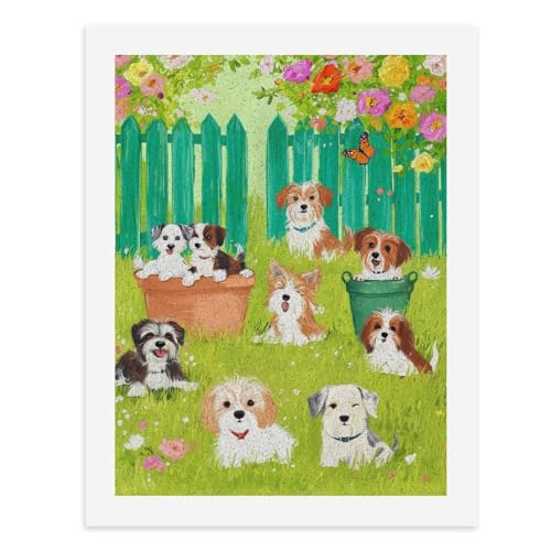 Malen nach Zahlen, niedliche Welpen im Garten, digitales Gemälde, Kunstwerk für Wanddekoration, einzigartiger moderner abstrakter Druck, ungerahmt 40 x 50 cm Malen nach Zahlen, niedliche Welpen im Garten, digitales Gemälde, Kunstwerk für Wanddekoration, einzigartiger moderner abstrakter Druck, ungerahmt 40 x 50 cm von Generisch