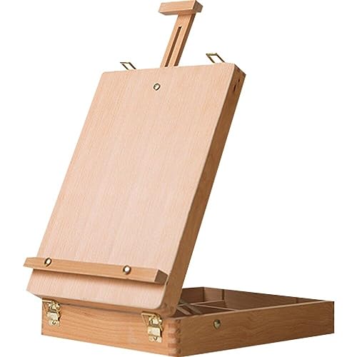 Malstaffelei aus Holz, Tischkasten mit Schublade, tragbare Skizzenstaffelei für Künstler und Kinder, ideal für Ölfarben und Kunstbedarf von Generisch