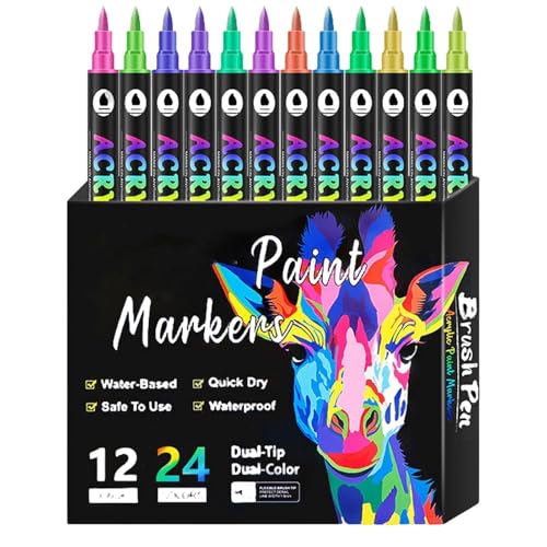 Malstifte für Erwachsene, Marker mit doppelter Spitze, Farbstifte, doppelseitige, runde Spitze, zweifarbiges Journaling-Marker-Set für Kinder und Erwachsene zum künstlerischen Zeichnen und Skizzieren von Generisch