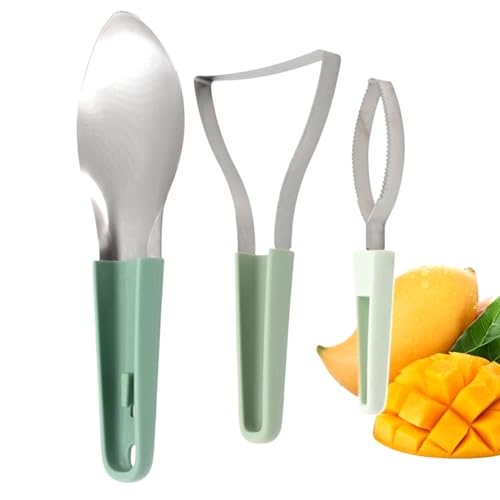 Mangoschneider und Schäler, Mango -Splitter und Schäler,3x Grubenentferner Fruchtteiler Werkzeug | Mango -Teiler mit ergonomischem Griffgriff für Drachenfrüchte, Wassermelone, Kiwi von Generisch