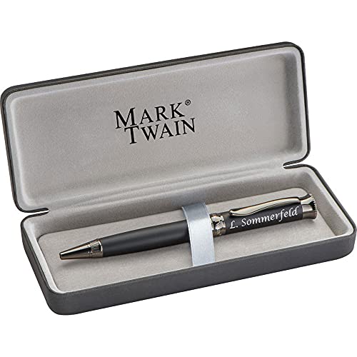 Mark Twain Kugelschreiber mit Gravur aus Metall inklusive Geschenkbox Geschenk zum Geburtstag Jubiläum verschiede Anlässe PS101 von FOXCUP