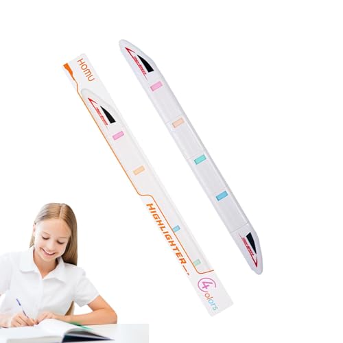 Marker und Textmarker, Textmarker, 4X bunte zugförmige Marker, Farbiges Textmarker-Set, ästhetische Marker, High-Lighter für die Schule, Schulanfangsstifte für Kinder von Generisch