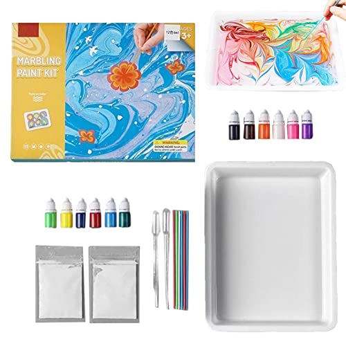 Marmorierfarben-Set für Kinder, Wasser-Marmorier-Set für Stoffpapier, beste Malgeschenkideen für Kinder im Alter von 6, 7, 8, 9, 10 Jahren von Generisch