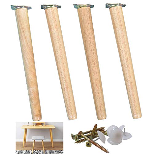 Massivholz Möbelbeine 4er Set Buche Tischbeine konisch Sofabeine Ersatz Stabile Beine für Tisch Schrank Couchtisch Bank Bücherregal TV-Schrank Inklusive Montagezubehör 40cm/15 von Generisch