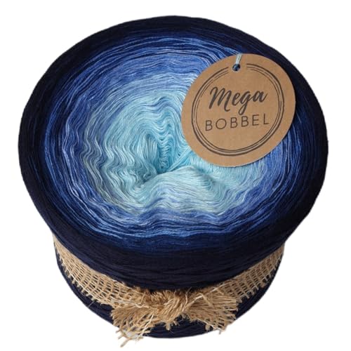 MegaBobbel*Blaue Rose*A290* (Außenfarbe: Schatten) Farbverlaufsgarn - Lace Garn Bobbel Wolle zum Häkeln & Stricken - 50% Baumwolle/50% Polyacryl (3 fädig, 2000m) von Generisch