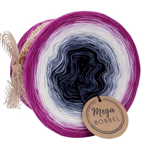 MegaBobbel*Blüte der Nacht*25*Farbverlaufsgarn (GP:67,50€/kg) Lace Garn Bobbel Wolle zum Häkeln & Stricken (4fädig-ca.1000m / Außenfarbe: Cassis+Himbeere) von Generisch