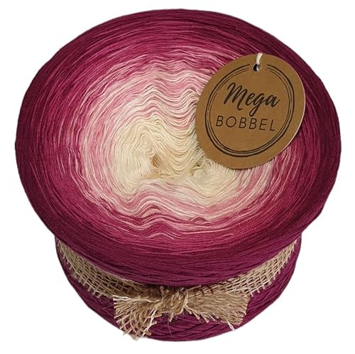 MegaBobbel*Brombeertraum*A264* (Außenfarbe: Brombeere) Farbverlaufsgarn - Lace Garn Bobbel Wolle zum Häkeln & Stricken - 50% Baumwolle/50% Polyacryl (3 fädig, 1250m) von Generisch