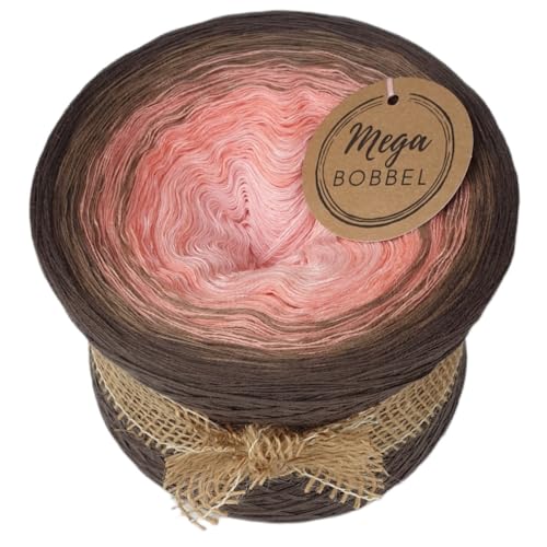 MegaBobbel*Elegantes Rosé*A309* (Außenfarbe: Taupe) Farbverlaufsgarn - Lace Garn Bobbel Wolle zum Häkeln & Stricken (3 fädig, 3750m) von Generisch