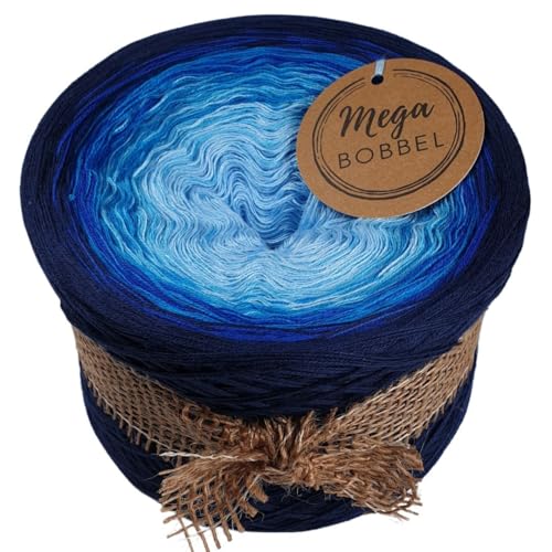 MegaBobbel*Meerblau*A333* (Außenfarbe: Royal) Farbverlaufsgarn - Lace Garn Bobbel Wolle zum Häkeln & Stricken (3 fädig, 2000m) von Generisch