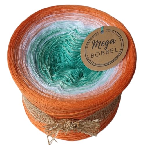 MegaBobbel*Sommrgefühle*A282* (Außenfarbe: Mango) Farbverlaufsgarn - Lace Garn Bobbel Wolle zum Häkeln & Stricken - 50% Baumwolle/50% Polyacryl (3 fädig, 2000m) von Generisch