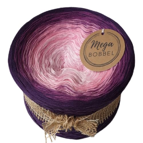 MegaBobbel*Verträumt*A285* (Außenfarbe: Lila) Farbverlaufsgarn - Lace Garn Bobbel Wolle zum Häkeln & Stricken - 50% Baumwolle / 50% Polyacryl (3 fädig, 2000m) von Generisch