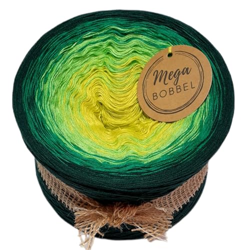 MegaBobbel*Waldmeister*A269* (Außenfarbe: Tanne) Farbverlaufsgarn - Lace Garn Bobbel Wolle zum Häkeln & Stricken - 50% Baumwolle/50% Polyacryl (3 fädig, 3750m) von Generisch