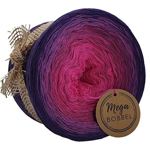 MegaBobbel*Wilde Beeren*210*Farbverlaufsgarn (GP:67,50€/kg) Lace Garn Bobbel Wolle zum Häkeln & Stricken (4fädig-ca.1000m / Außenfarbe: Lila) von Generisch