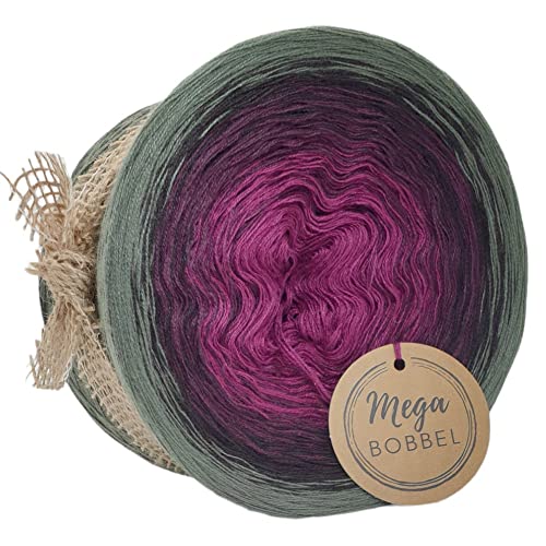 MegaBobbel*Winterbeeren*A238*Farbverlaufsgarn (GP:67,50€/kg) Lace Garn Bobbel Wolle zum Häkeln & Stricken (3fädig-ca.1500m / Außenfarbe: Khaki) von Generisch