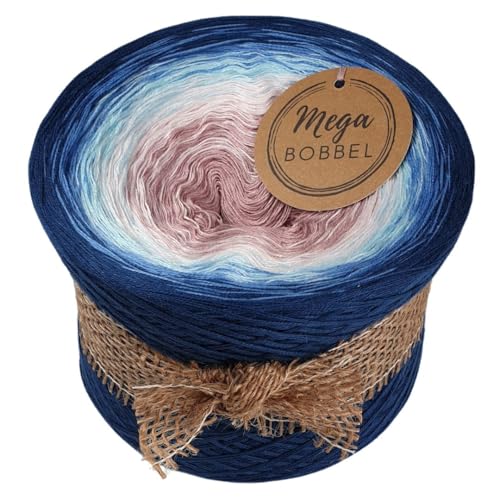 MegaBobbel*Wintermärchen*A348* (Außenfarbe: Mitternachtsblau) Farbverlaufsgarn - Lace Garn Bobbel Wolle zum Häkeln & Stricken (3 fädig, 2000m) von Generisch