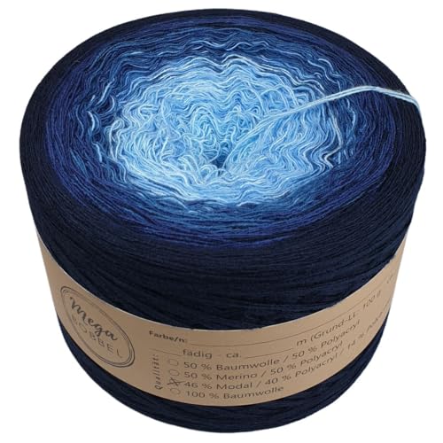 MegaBobbel- MODALmix *Blaue Rose*AMD288* (Außenfarbe: Schatten) Farbverlaufsgarn - Lace Garn Bobbel Wolle zum Häkeln & Stricken (3 fädig, 1700m) von Generisch