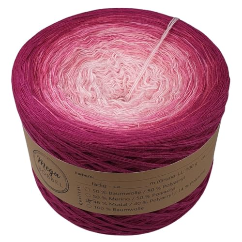 MegaBobbel- MODALmix *Rosalie*AMD1* (Außenfarbe: Cassis) Farbverlaufsgarn - Lace Garn Bobbel Wolle zum Häkeln & Stricken (3 fädig, 1500m) von Generisch