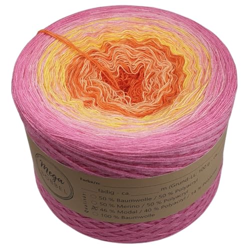 MegaBobbel- MODALmix *Sommerglück*AMD16* (Außenfarbe: Erikaviolett) Farbverlaufsgarn - Lace Garn Bobbel Wolle zum Häkeln & Stricken (3 fädig, 1500m) von Generisch