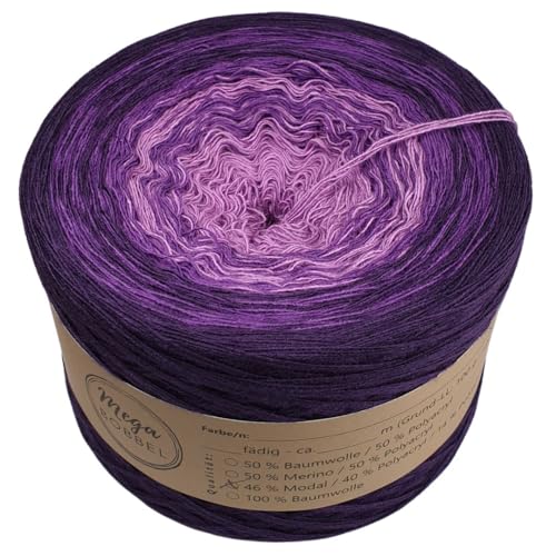 MegaBobbel- MODALmix *Veilchen*AMD30* (Außenfarbe: Aubergine) Farbverlaufsgarn - Lace Garn Bobbel Wolle zum Häkeln & Stricken (4 fädig, 1000m) von Generisch