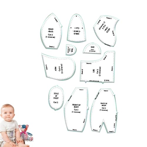 Memory Bear Schablonen-Lineal-Set, 2023 Memory Bear Nähset, Acryl-Vorlagen, Quilt-Vorlagen für den Einsatz in Quilt-, Näh- und Bastelprojekten, handgefertigtes Handwerk für Kinderzimmer, Schlafzimmer, von Generisch