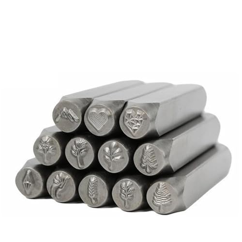 Metallstempel für Töpferei, Blumenmuster, Metall-Stempel-Set, 6 mm, sternförmige Metallstanzer, Stempel, praktisches Stanzwerkzeug, Karbonstahl-Werkzeuge für Schmuck und Lederhandwerk, 12 Stück von Generisch