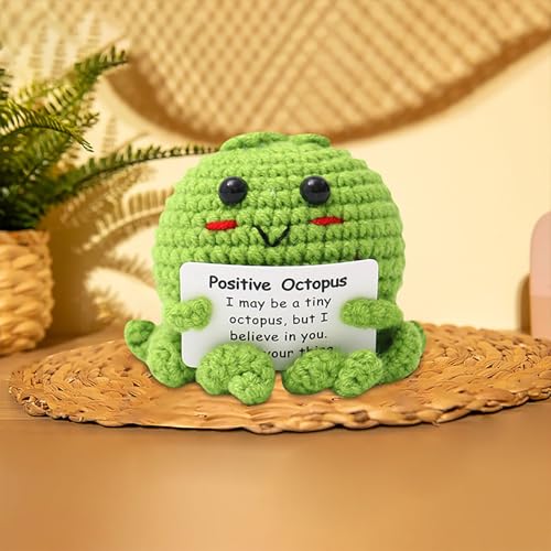 Mini Positive Puppe Set, Lustige Octopus Positive Octopus mit Positiven Karten, Niedliche Wolle Strickpuppe, Viel Glück Valentinstag Geschenke für Liebhaber Geschenk für Weihnachten von Generisch