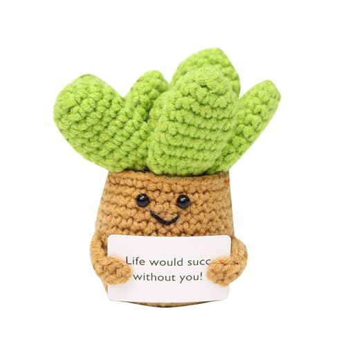 Mini Positive Puppe Set, Lustiger Kaktus Positiver Kaktus mit Positiven Karten, Niedliche Wolle Strickpuppe, Viel Glück Valentinstag Geschenke für Liebhaber Geschenk für Weihnachten von Generisch