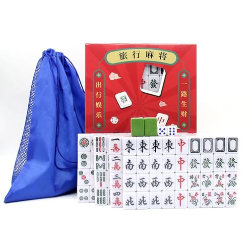 Mini-Reisespiel: 21 mm tragbares Mahjong-Set für Familientreffen und Freizeitunterhaltung, kompakt und leicht, Strand-Mottoparty-Zubehör (A, 22,3 x 16,5 x 3,1 cm) von Generisch