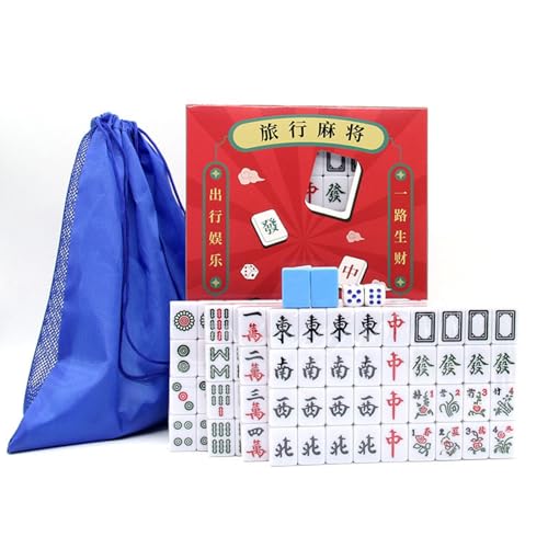 Mini-Reisespiel: 21 mm tragbares Mahjong-Set für Familientreffen und Freizeitunterhaltung, kompakt und leicht, Strand-Mottoparty-Zubehör (B, 22,3 x 16,5 x 3,1 cm) von Generisch