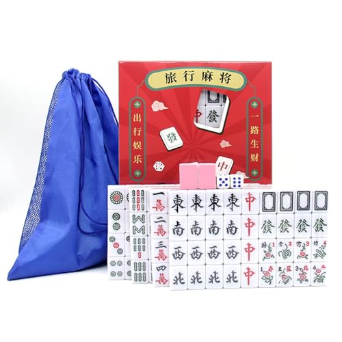 Mini-Reisespiel: 21 mm tragbares Mahjong-Set für Familientreffen und Freizeitunterhaltung, kompakt und leicht, Strand-Mottoparty-Zubehör (C, 22,3 x 16,5 x 3,1 cm) von Generisch