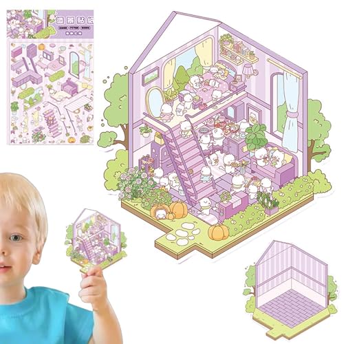 Miniatur -Szenenaufkleber, machen Sie Ihre eigenen Hausaufkleber - Dekorative Wandtattoos 3D -Effekt - Scrapbooking Decoration Tool, Mobiltelefonkofferabziehbilder für Kinder Erwachsene von Generisch