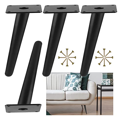 Moderne Metall-Möbelbeine für Sofa, Schreibtisch, Couchtisch, 4 Stück, schwarz, schräge Ersatzbeine in 10 cm Länge von Generisch