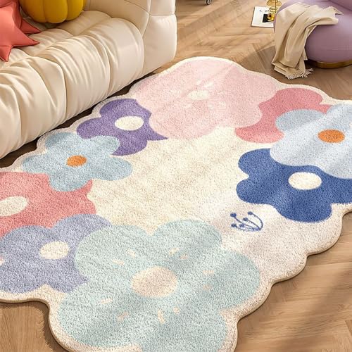 Moderner unregelmäßiger Teppich, groß, rutschfest, gewellt, Bodenmatte für Wohnzimmer, Kinderzimmer, dekorativer Teppich (80 x 200 cm, Farbe: E) von Generisch