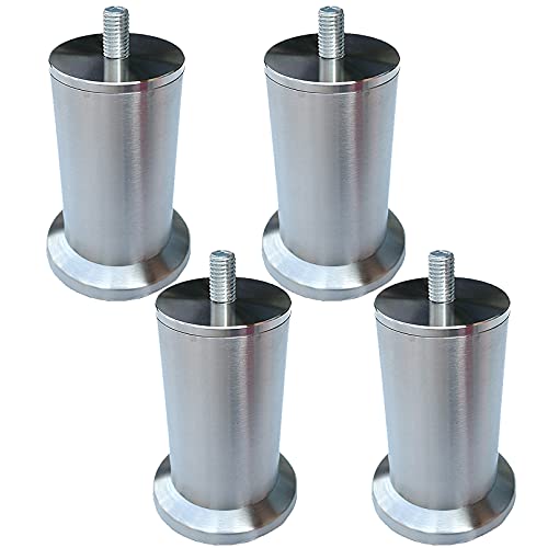 Möbelbeine aus Edelstahl, 4 Stück, Metallstützbeine für Schränke, Sofas, Stühle und Tische, M8-Gewinde, 5,8 cm, Silber, ideal für Zuhause, Büro, Küche und Schränke von Generisch