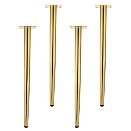 Möbelbeine aus Metall, 4er-Pack, 10 cm 72 cm, höhenverstellbare Tischbeine mit 650 kg Tragkraft, vertikale/geneigte zylindrische Beine für Sofas, Couchtische, Schwarz-Gold-Finish, inklusive von Generisch