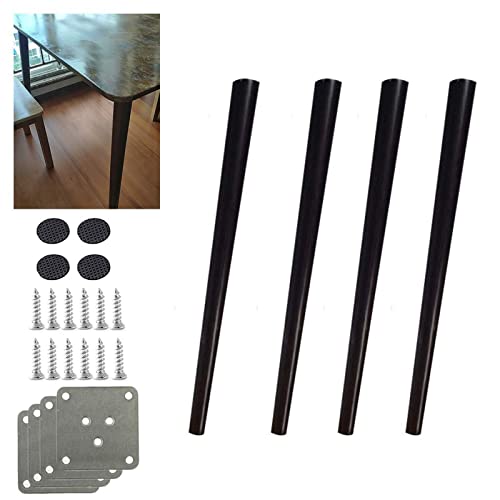 Möbelbeine aus massivem Eichenholz, Ersatzbeine für Schreibtisch, Esstisch, Sofa, schwarz, schräg kegelförmig, mit Zubehör für verbesserte Stabilität und Stil, 4 Stück Möbelbeine aus massivem Eichenholz, Ersatzbeine für Schreibtisch, Esstisch, Sofa, schwarz, schräg kegelförmig, mit Zubehör für verbesserte Stabilität und Stil, 4 Stück von Generisch