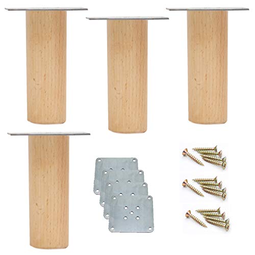 Möbelbeine aus natürlichem Buchenholz, 30 cm, massives Ersatz-Set für Sofa- und Tischbeine mit Montageplatte und Schrauben, perfekt für Ess- und Couchtische Möbelbeine aus natürlichem Buchenholz, 30 cm, massives Ersatz-Set für Sofa- und Tischbeine mit Montageplatte und Schrauben, perfekt für Ess- und Couchtische von Generisch