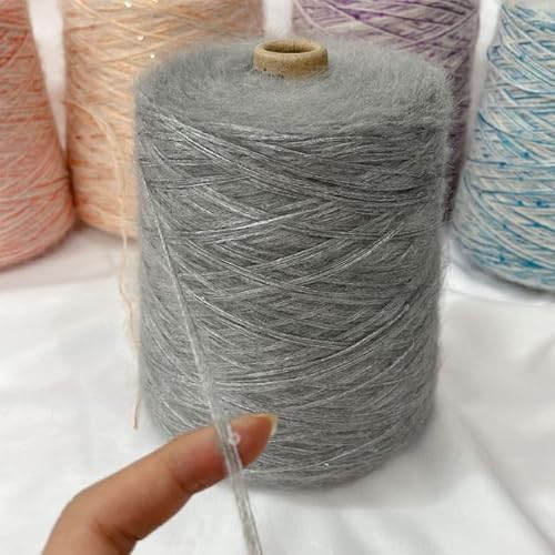 Mohair-Garn, 500 g/Rolle, weiches, dünnes Wollgarn für Handstricken, Häkeln und Babykleidung, funkelnde Pailletten, Mohair-Faden für Pullover und Schals von Generisch