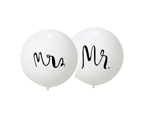 Mr Mrs Luftballon | 2x Ballon Set Hochzeit | Riesenballon Deko Standesamt | heiraten Dekoration | Braut | Bräutigam | weiße Ballons | Hochzeitsballons | Heliumballon | Latexballon | Dekoballon von Generisch