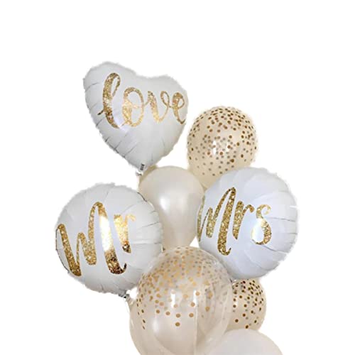 Mr Mrs Luftballon | Ballon Set Hochzeit | Herzballon Deko Standesamt | heiraten Dekoration | Braut | Bräutigam | weiße Ballons | Hochzeitsballons | Heliumballon | Latexballon | Folienballon von Generisch