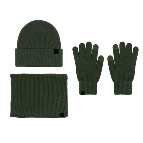 Mütze Damen Winter Set Frauen & Männer Winter Warme Niedliche Wolle Hut Schal Handschuhe DREI Stücke Winter Schnee Strickmütze Bildschirm Fäustlinge Schals Sets Tüllrock Gelb Herren (AG, One Size) von Generisch