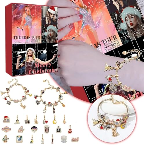 Musik Liebhaber Advent Kalender 2 Armbänder, DIY 24-Tage Weihnachts Countdown Kalender, Schmuck Herstellung Kit Geschenk Charm Perlen 2 Armbänder Charme (B) von Generisch