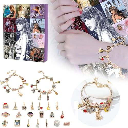 Musik Liebhaber Advent Kalender 2 Armbänder, DIY 24-Tage Weihnachts Countdown Kalender, Schmuck Herstellung Kit Geschenk Charm Perlen 2 Armbänder Charme (C) von Generisch