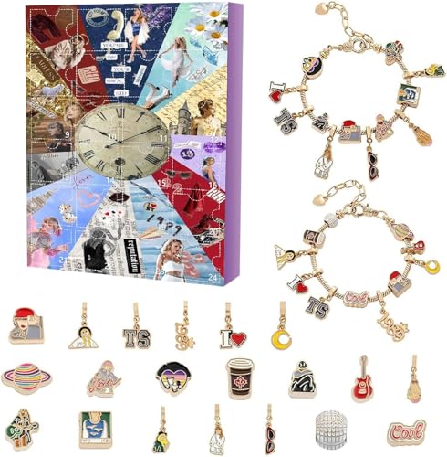 Musik Liebhaber Advent Kalender Armbänder, 24-Tage Weihnachts Countdown Kalender, DIY Schmuck Herstellung Kit Geschenk Charm Perlen 2 Armbänder für Kinder Teens Frauen (Armband-A) von Generisch