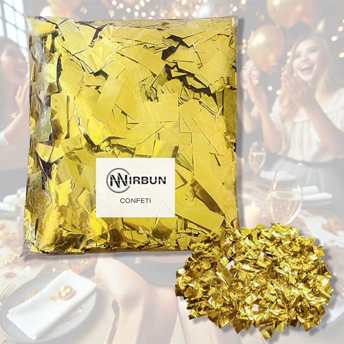 NIRBUN Gold-Konfetti, 1 kg, ideal für Party, Hochzeit, Jahrestag, Geburtstag, Karneval, Dekoration, Tischdekoration, Silvester, Luftballons geburtstag, Gold-Konfetti für Konfettikanone, Goldhochzeit von NIRBUN