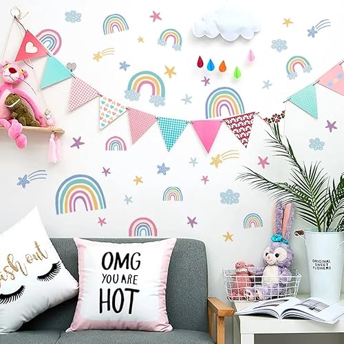 Nachts Leuchtend Regenbogen Sterne Cartoon Wand Sticker Baby Kinderzimmer Wand Aufkleber Glow in the Dark von BYUP