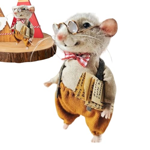 Nadelgefilzte Maus, Winter-Weihnachtsmäuse-Handgefertigte Halloween-Mäuse, Weihnachtsmäuse-Ornament,Süße Nadelfilzmäuse Winter Handgefertigte Nadelfilz-Mäuse, Wollgefilzte Tiere, Filzornamente von Generisch