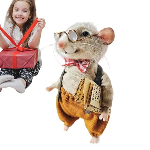 Nadelgefilzte Maus, Winter-Weihnachtsmäuse-Ornament, niedliche handgefertigte Nadelfilz-Mäuse, wollgefilzte Tiere, Filzornamente für Weihnachtsbaum für und Mädchen von Generisch