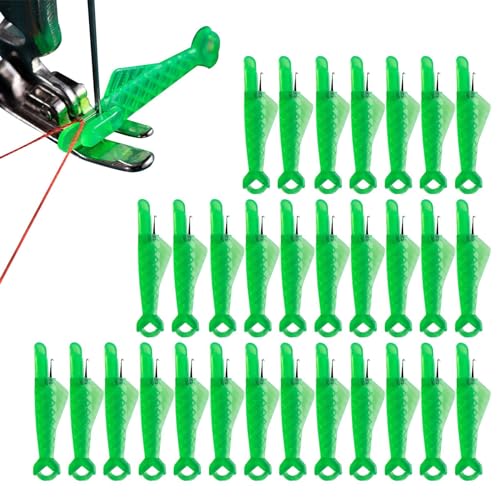 Nähmaschinen-Nadeleinfädler, Fisch-Nähnadeleinfädler | 30 Stück Schnellnäheinleger | Drahtschlaufen-Nadeleinfädler für -Stickerei, Nähmaschinenzubehör von Generisch